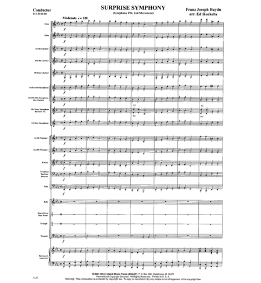 Surprise Symphony, 2nd movement Concert Band scores gallery preview page 2
