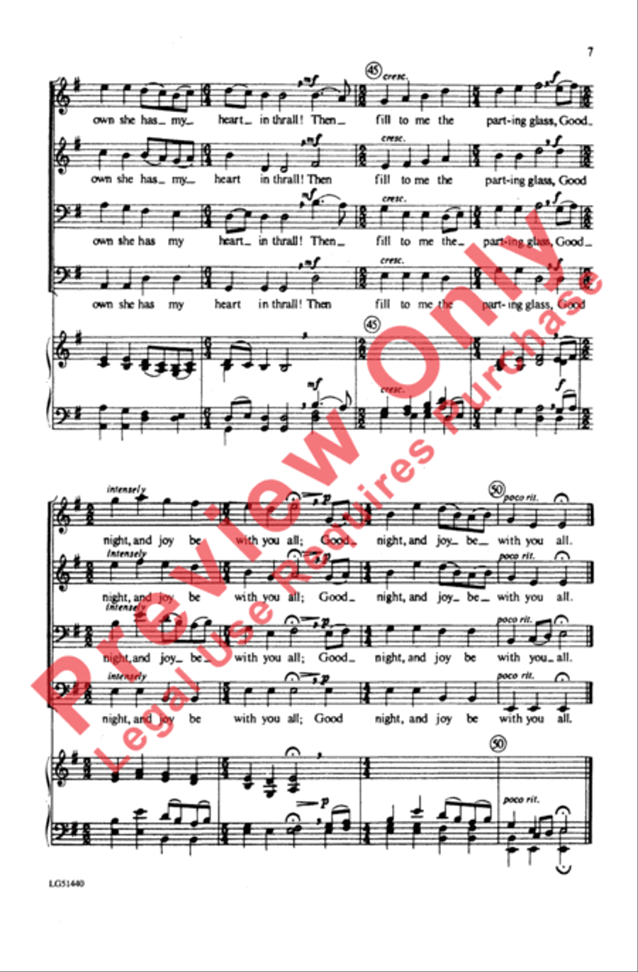 The Parting Glass Men's Choir scores gallery preview page 7