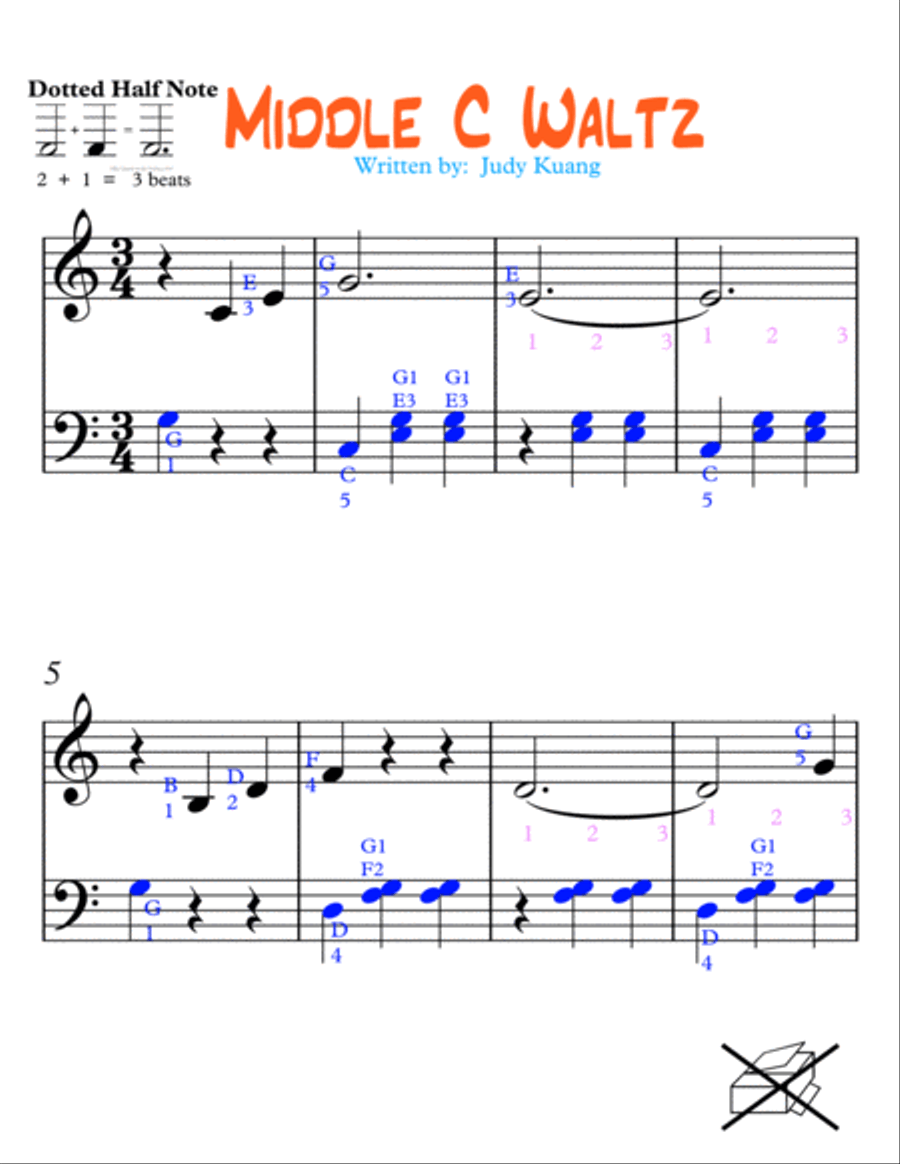Middle C Waltz for Easy Piano Easy Piano scores gallery preview page 1