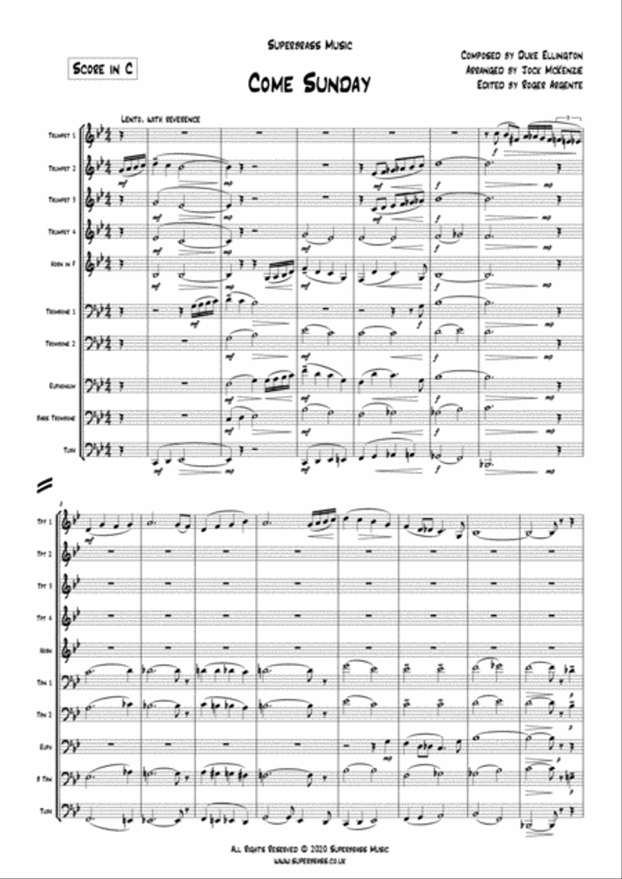 Come Sunday Brass Ensemble scores gallery preview page 3