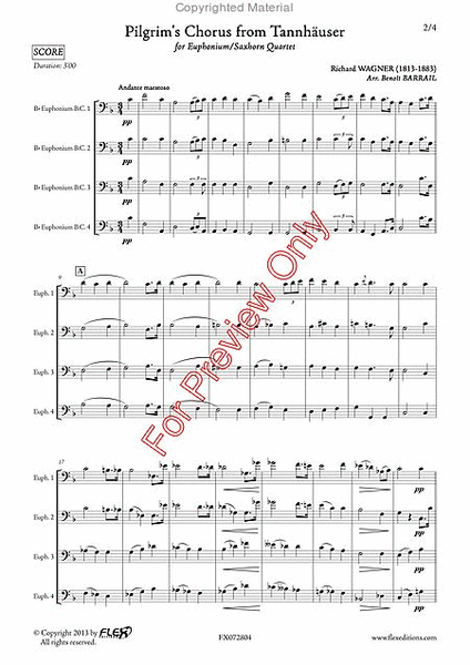 Pilgrim's Chorus From Tannhauser - Euphonium/Saxhorn Quartet image number null
