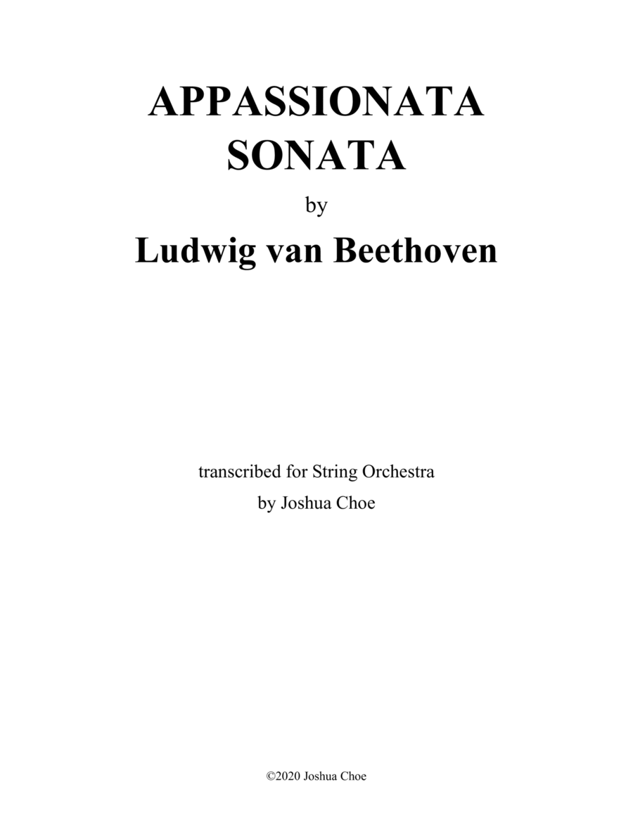 Appassionata Sonata String Orchestra scores gallery preview page 1