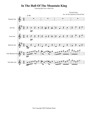 In The Hall Of The Mountain King - Bari Sax or Bass Sax feature with SATB accomp