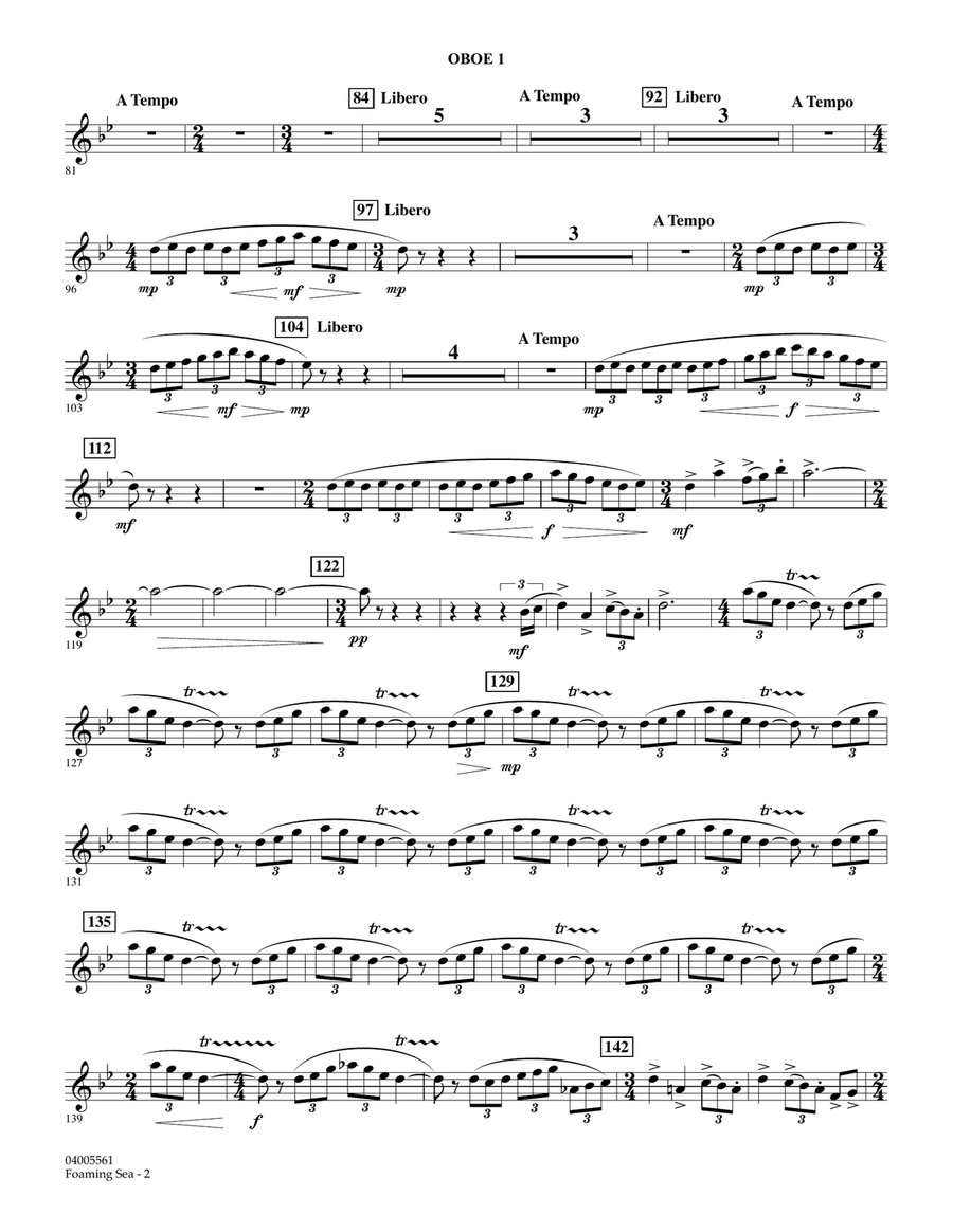 Foaming Sea - Oboe 1 Concert Band scores gallery preview page 2