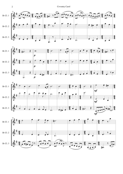 Coventry Carol for clarinet trio (3 x B flat) image number null