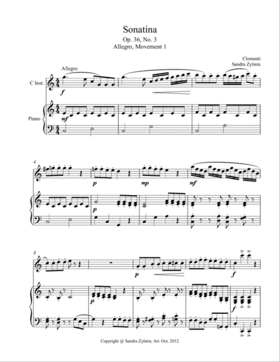 Sonatina-Clementi (Op. 36, No. 3) (treble C instrument solo) Small Ensemble scores gallery preview page 2