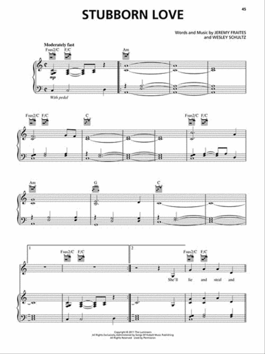 The Lumineers Piano, Vocal, Guitar scores gallery preview page 4