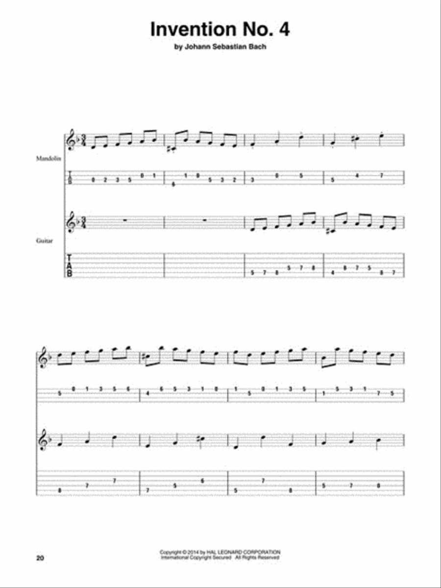 Bach Two-Part Inventions for Mandolin & Guitar Acoustic Guitar scores gallery preview page 4
