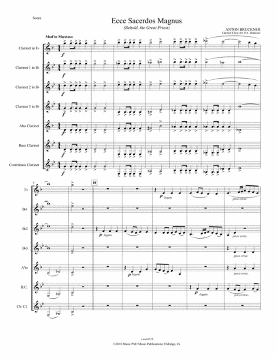 Ecce Sacerdos Magnus for Clarinet Choir image number null