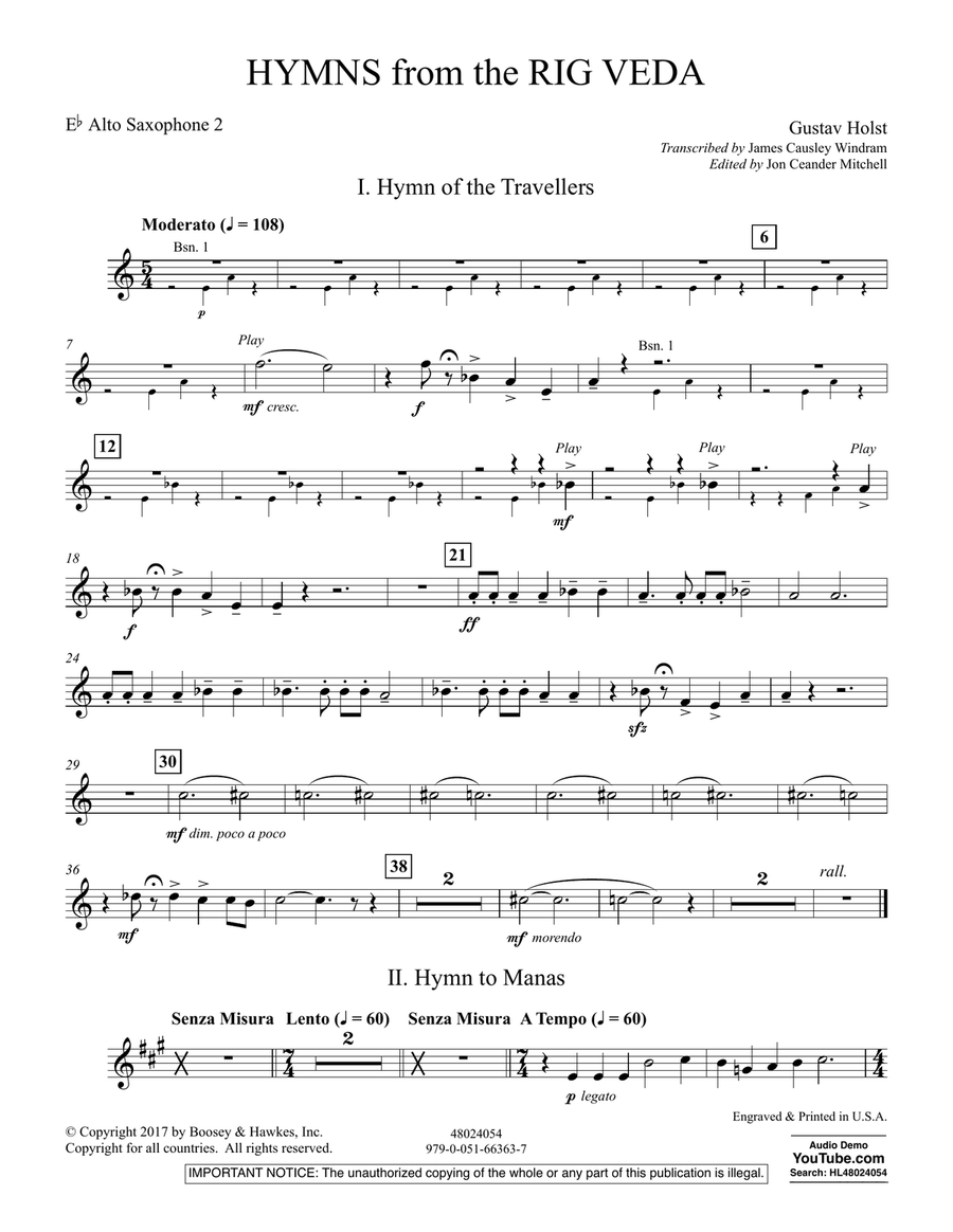 Hymns from the Rig Veda - Eb Alto Saxophone 2