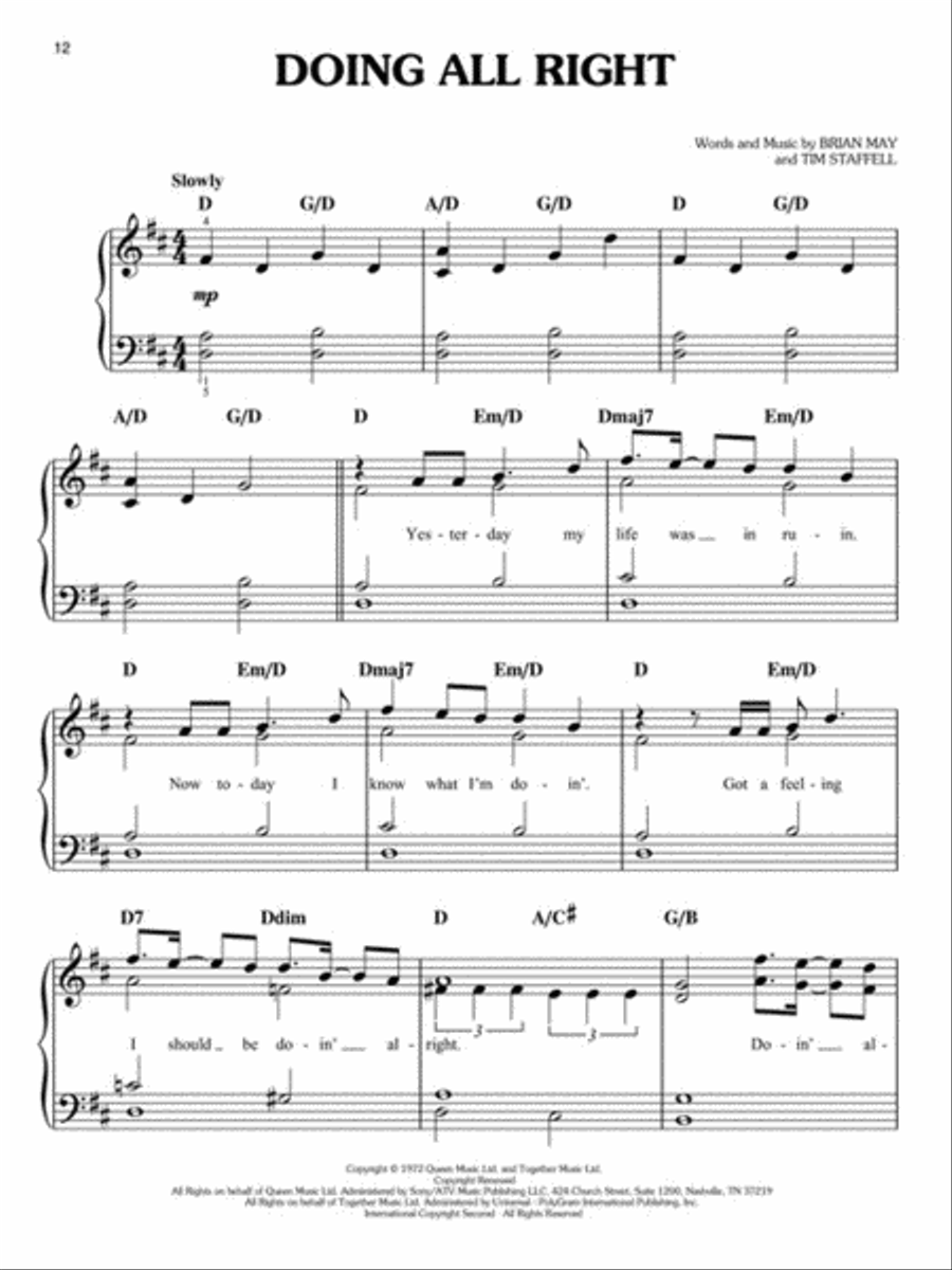 Bohemian Rhapsody Easy Piano scores gallery preview page 5