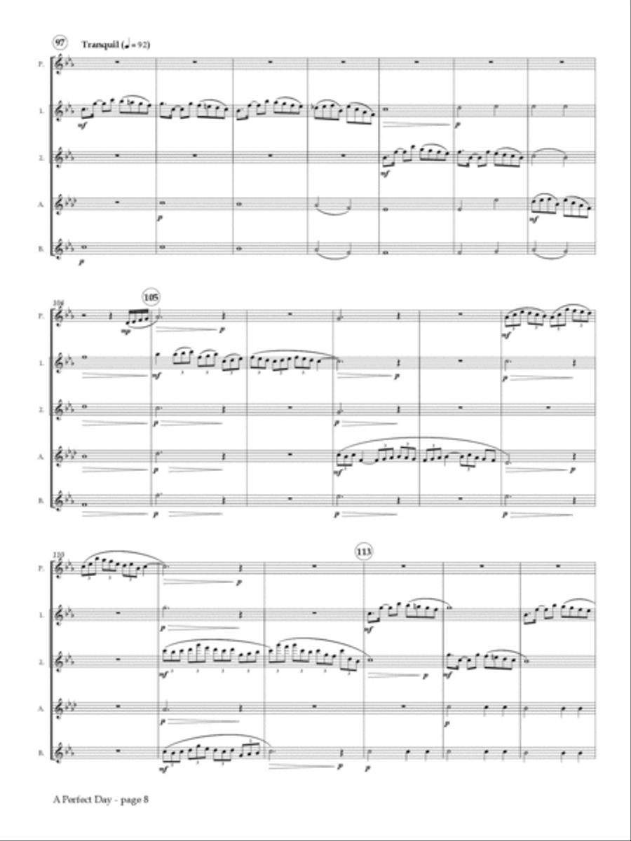 A Perfect Day for Flute Quintet (or Flute Choir) Flute Choir scores gallery preview page 4