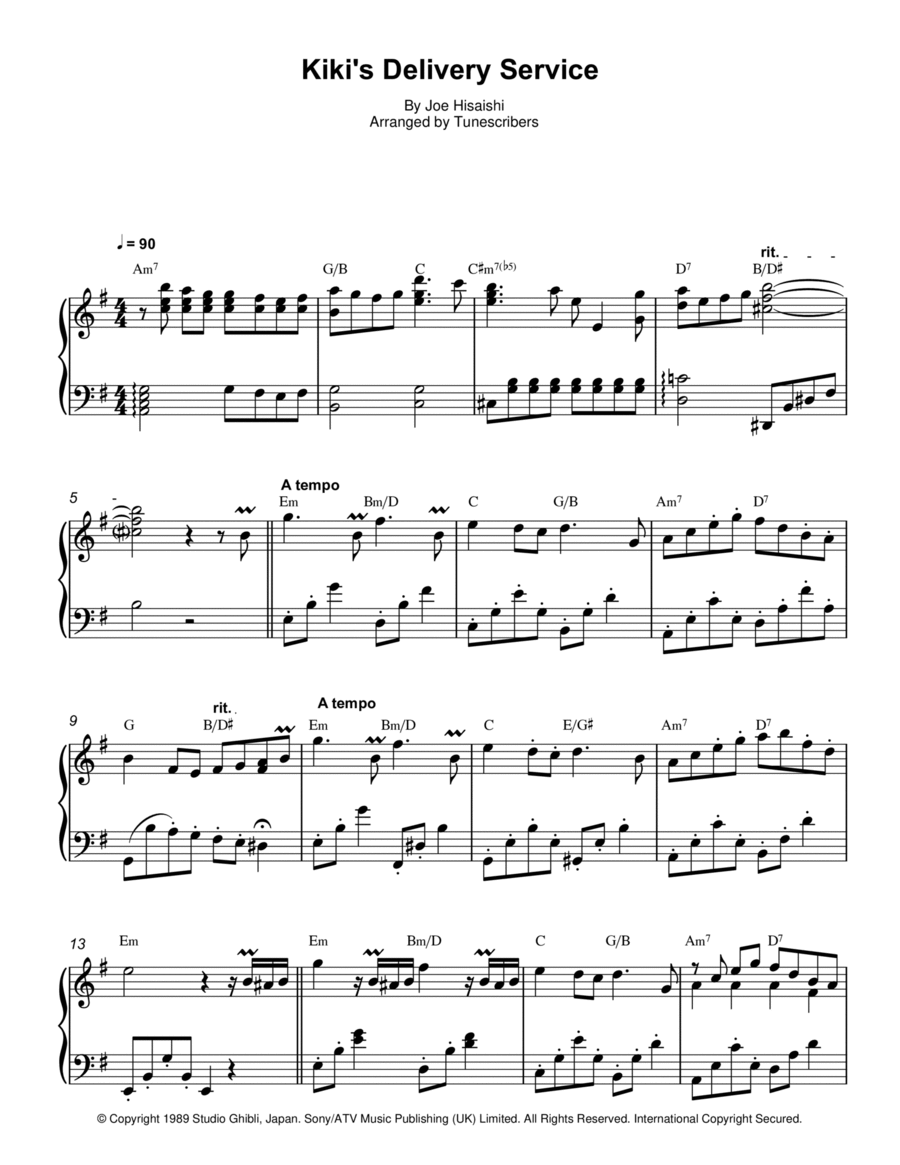 Kiki's Delivery Service Piano Solo scores gallery preview page 1