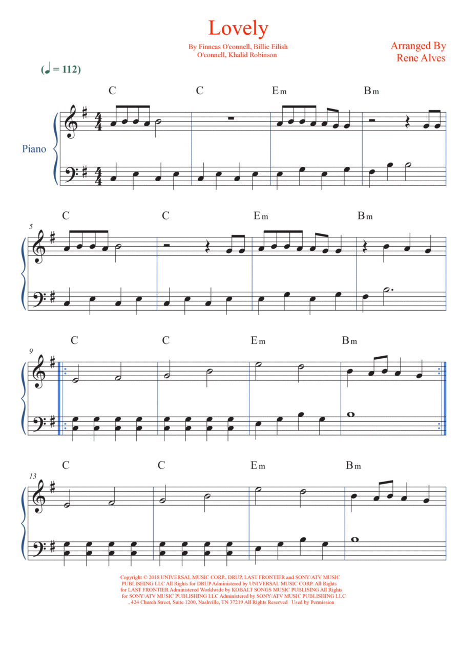 Lovely Easy Piano scores gallery preview page 1