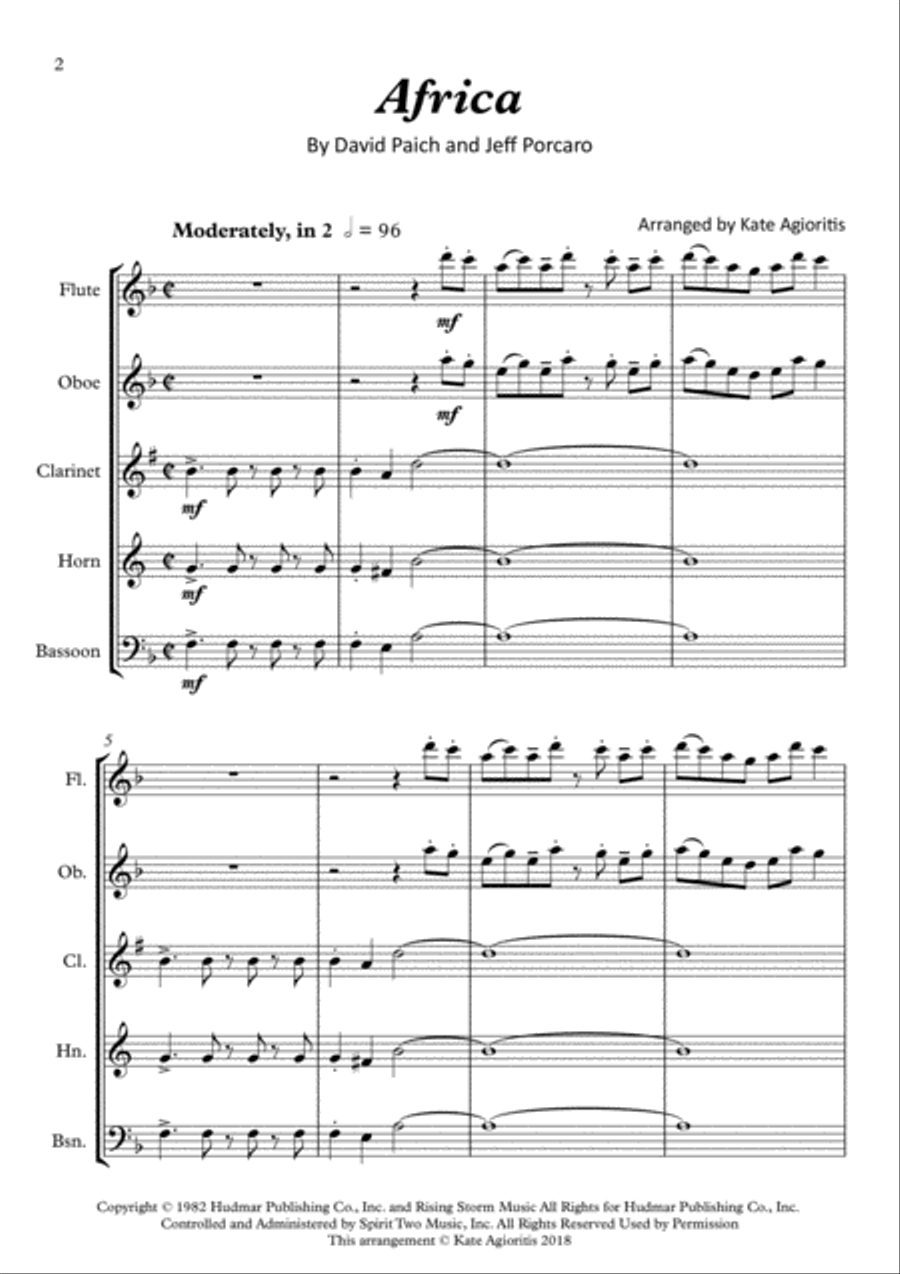 Africa Woodwind Quintet scores gallery preview page 2