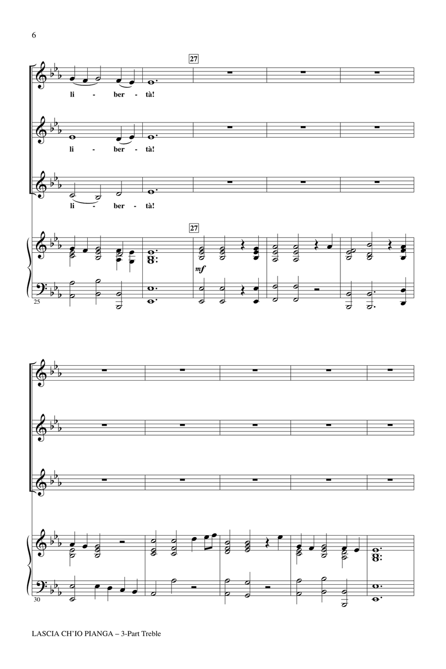 Lascia Ch'io Pianga 3-Part scores gallery preview page 4