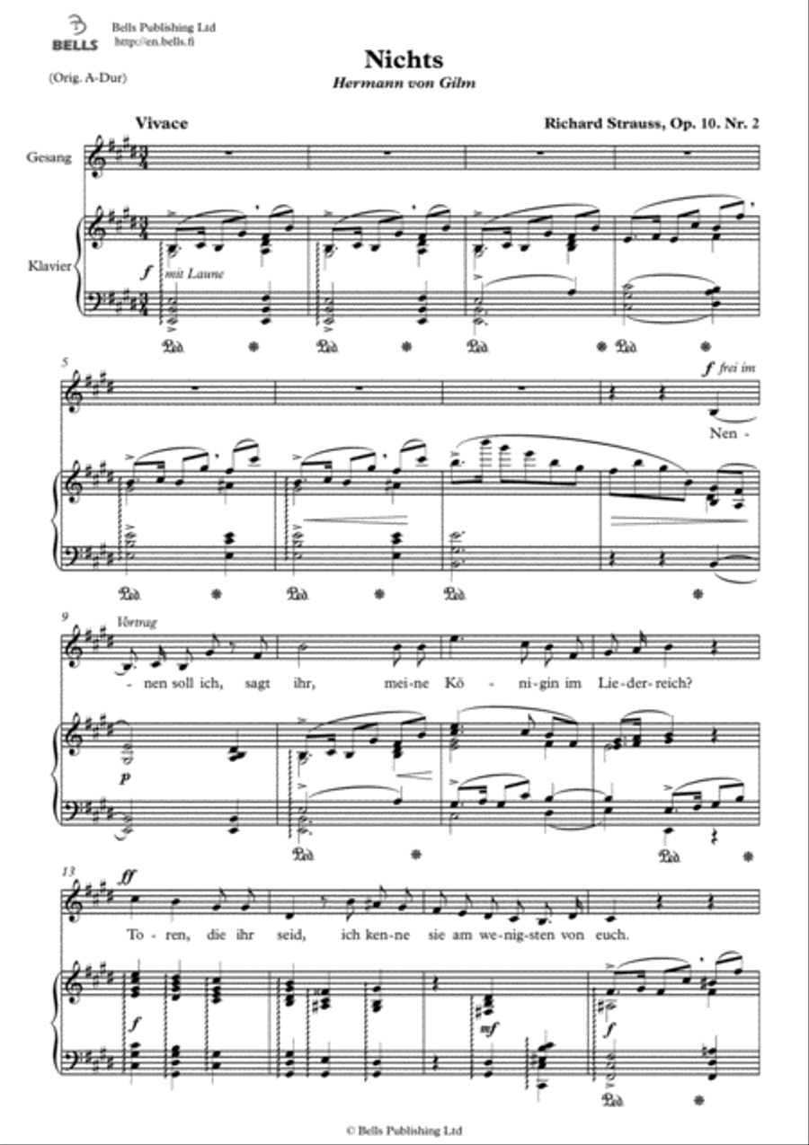 Nichts, Op. 10 No. 2 (E Major) Voice Solo scores gallery preview page 1