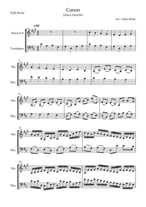 Canon - Johann Pachelbel (Wedding/Reduced Version) for Horn in F & Trombone Duo