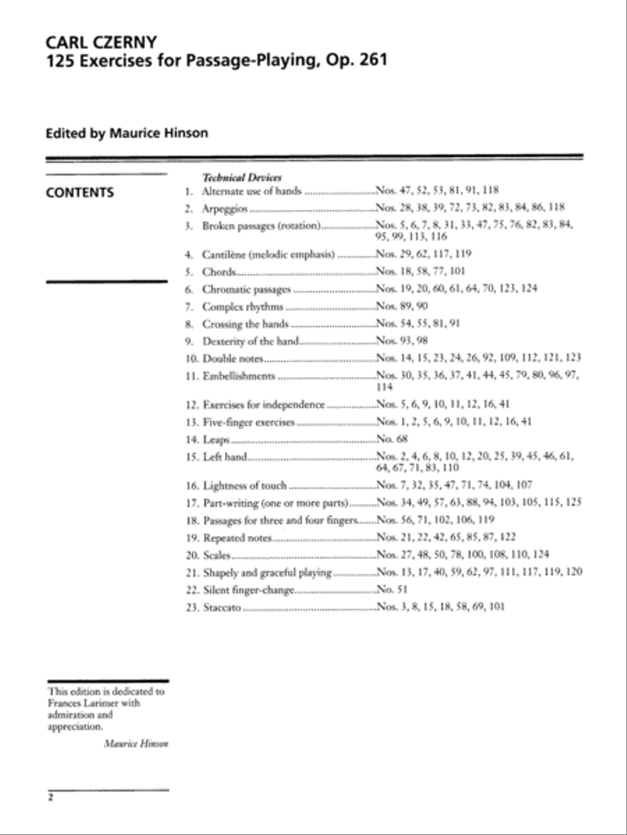 Czerny -- 125 Exercises for Passage Playing, Op. 261