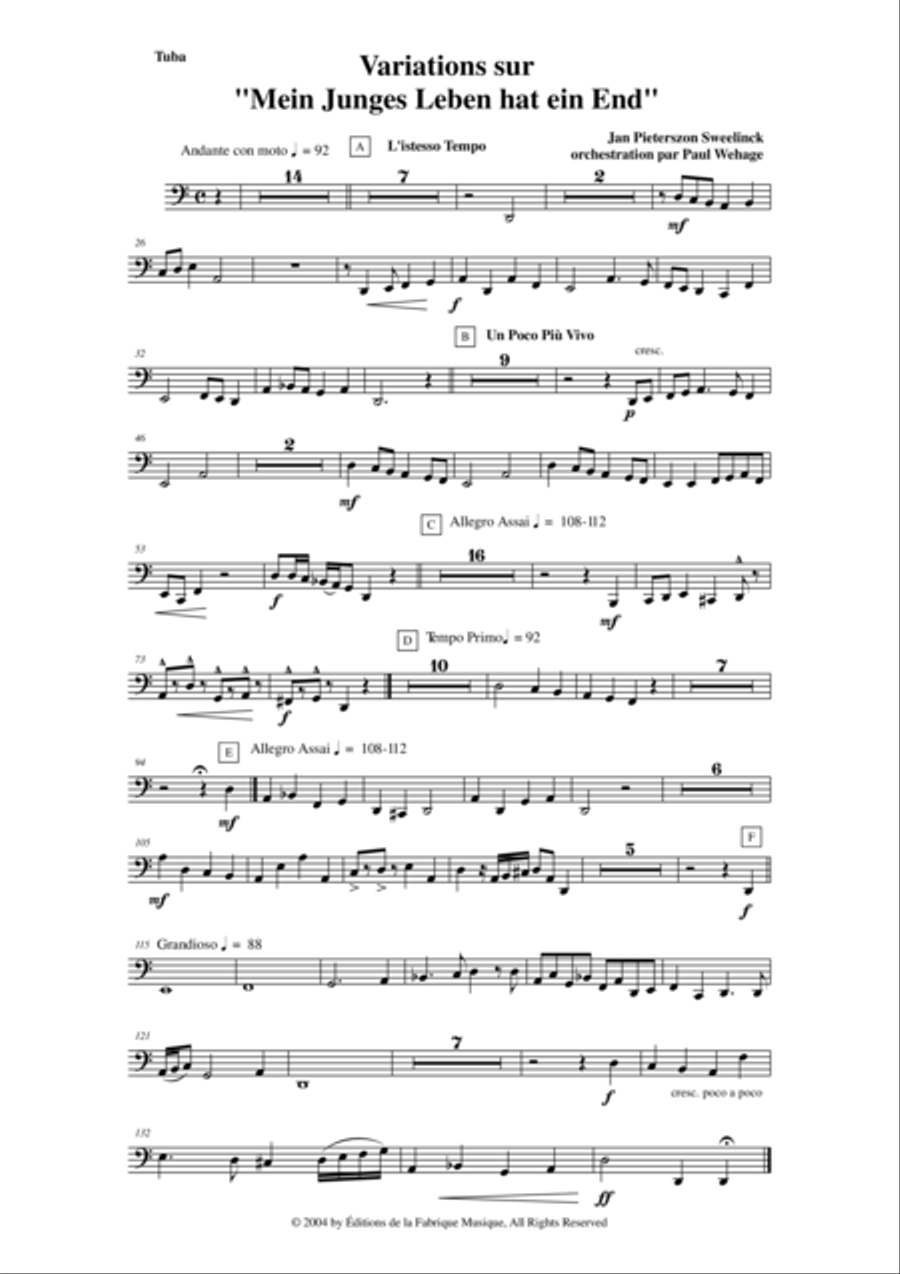 Jan Pieterszoon Sweelinck/Paul Wehage - Variations on 
