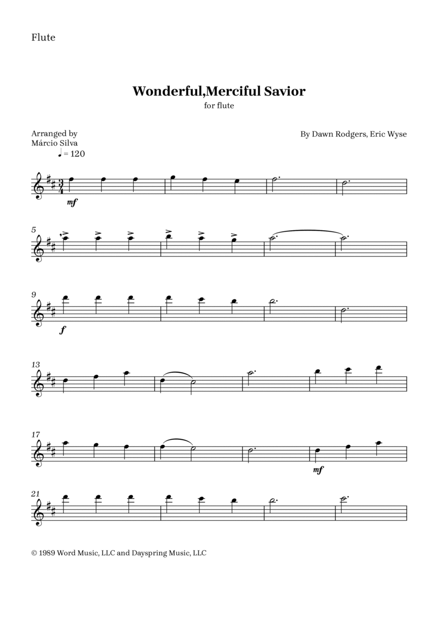 Wonderful, Merciful Savior Flute Solo scores gallery preview page 1