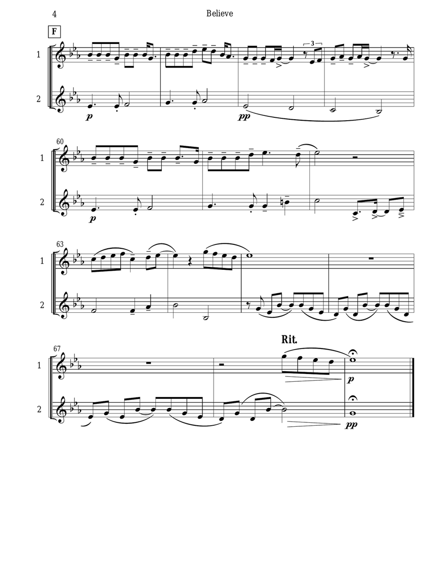 Believe Clarinet Duet scores gallery preview page 5
