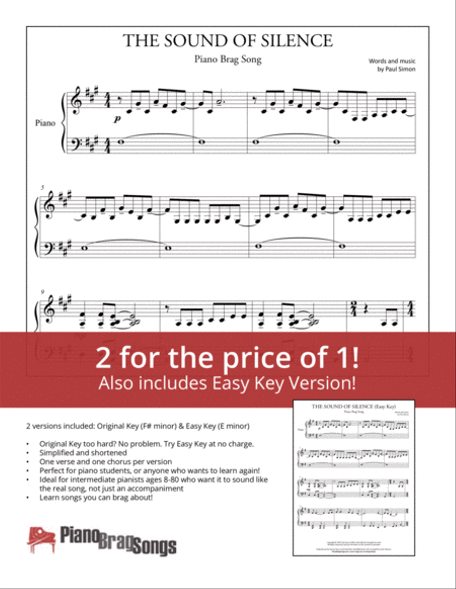 The Sound Of Silence Easy Piano scores gallery preview page 1