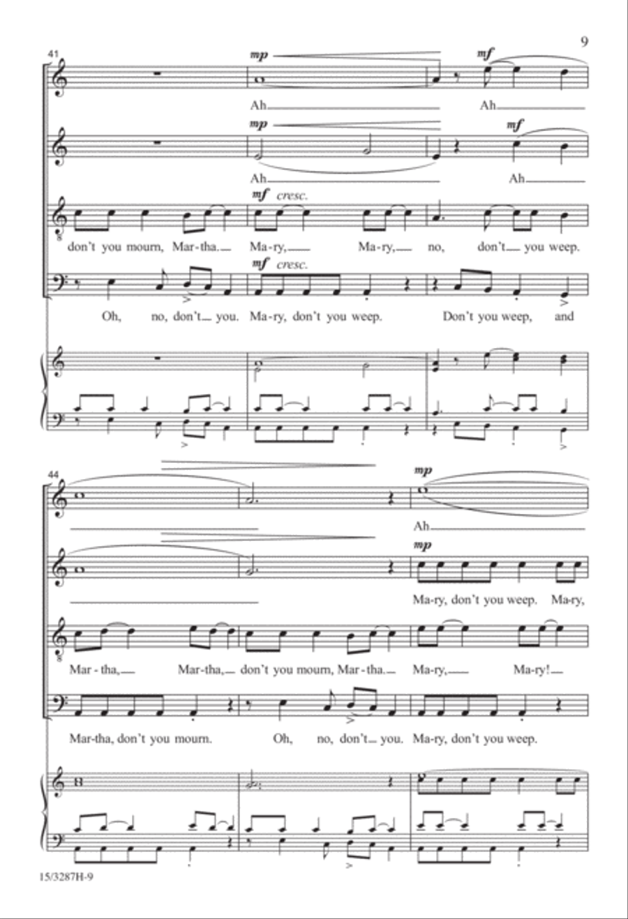 Don't You Weep, Don't You Mourn 4-Part scores gallery preview page 9