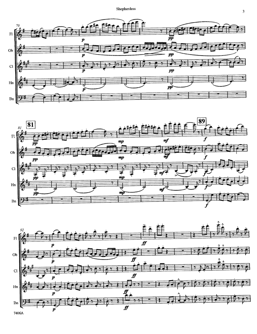 Song of the Shepherdess for wind quintet (2’15) Woodwind Quintet scores gallery preview page 3