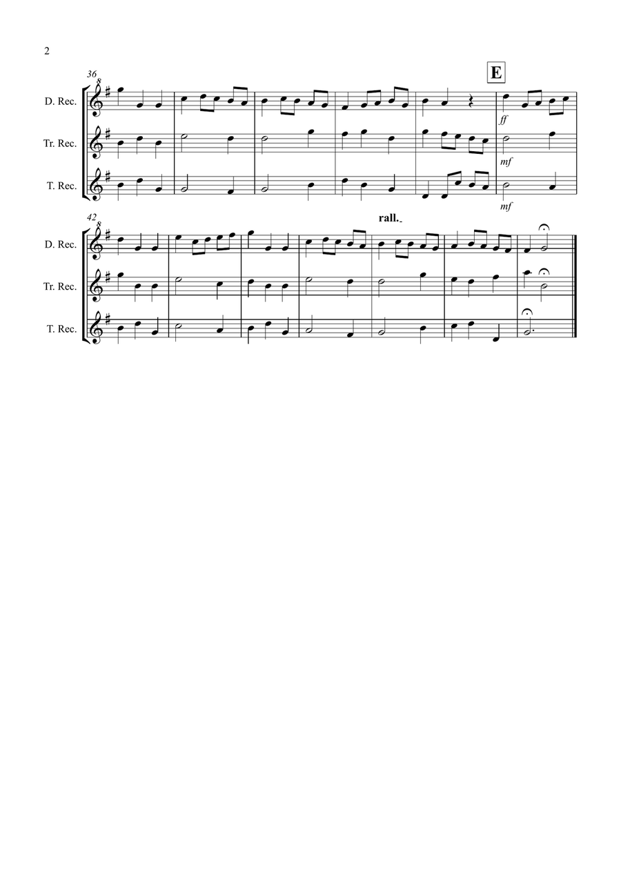 Minuet in G by Bach for Recorder Trio Recorder scores gallery preview page 2