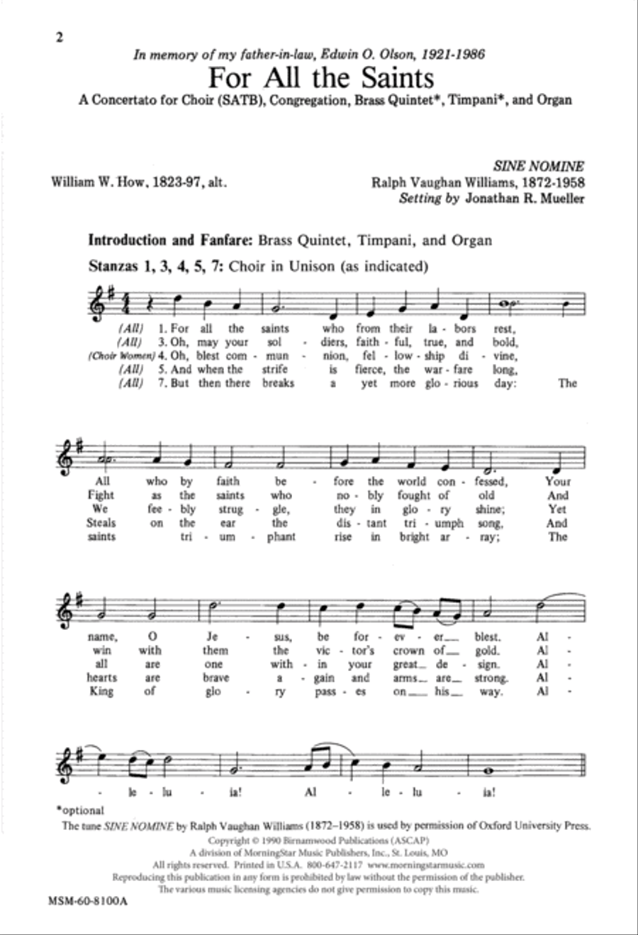 For All the Saints For All the Saints 4-Part scores gallery preview page 2