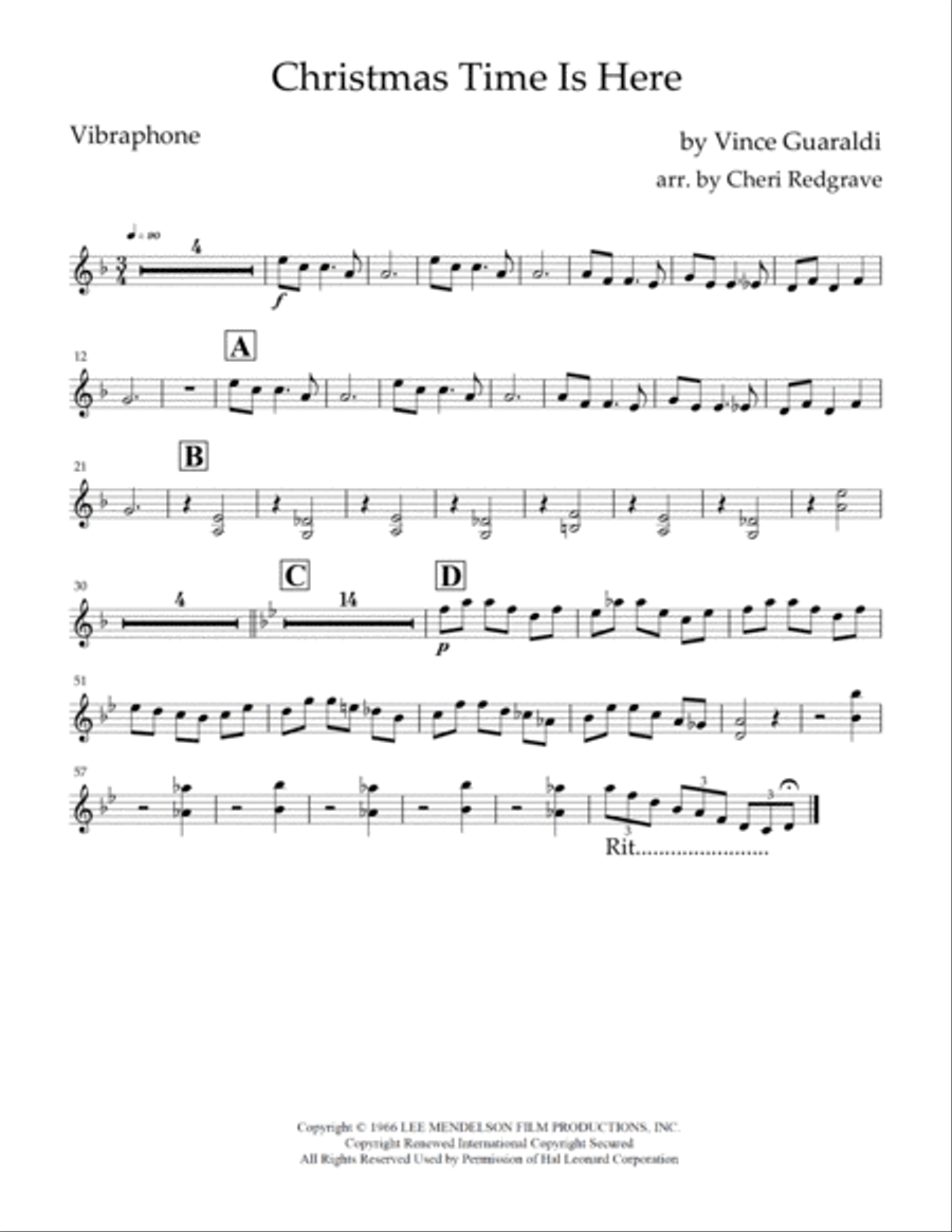 Christmas Time Is Here Percussion Ensemble scores gallery preview page 3