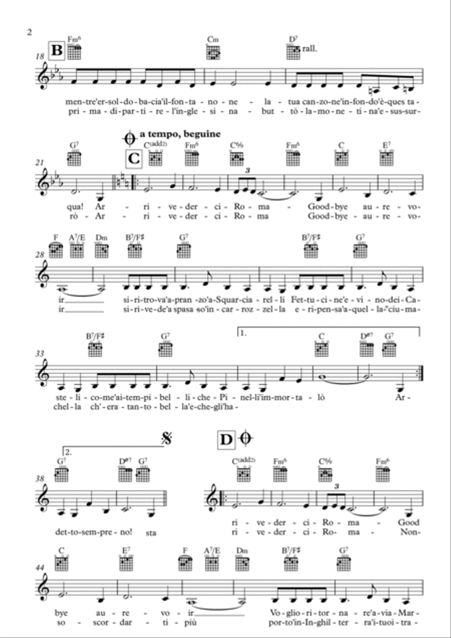 Arrivederci Roma (goodbye To Rome) Piano scores gallery preview page 2