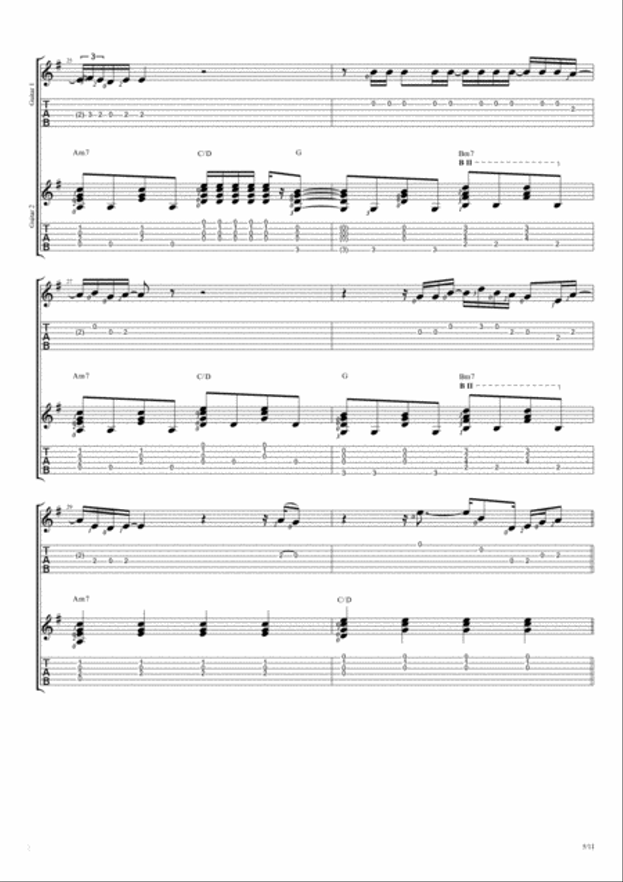 Easy Guitar Tablature scores gallery preview page 5