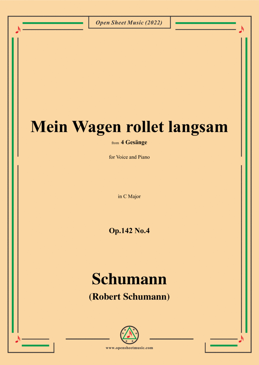 Schumann-Mein Wagen rollet langsam,in C Major,Op.142 No.4 Voice scores gallery preview page 1