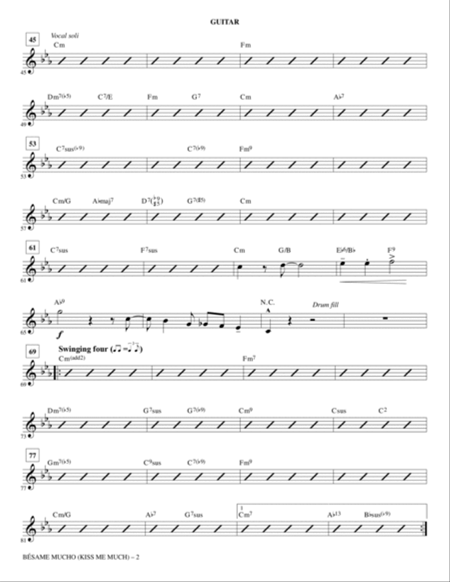 Besame Mucho (Kiss Me Much) - Guitar Choir scores gallery preview page 2