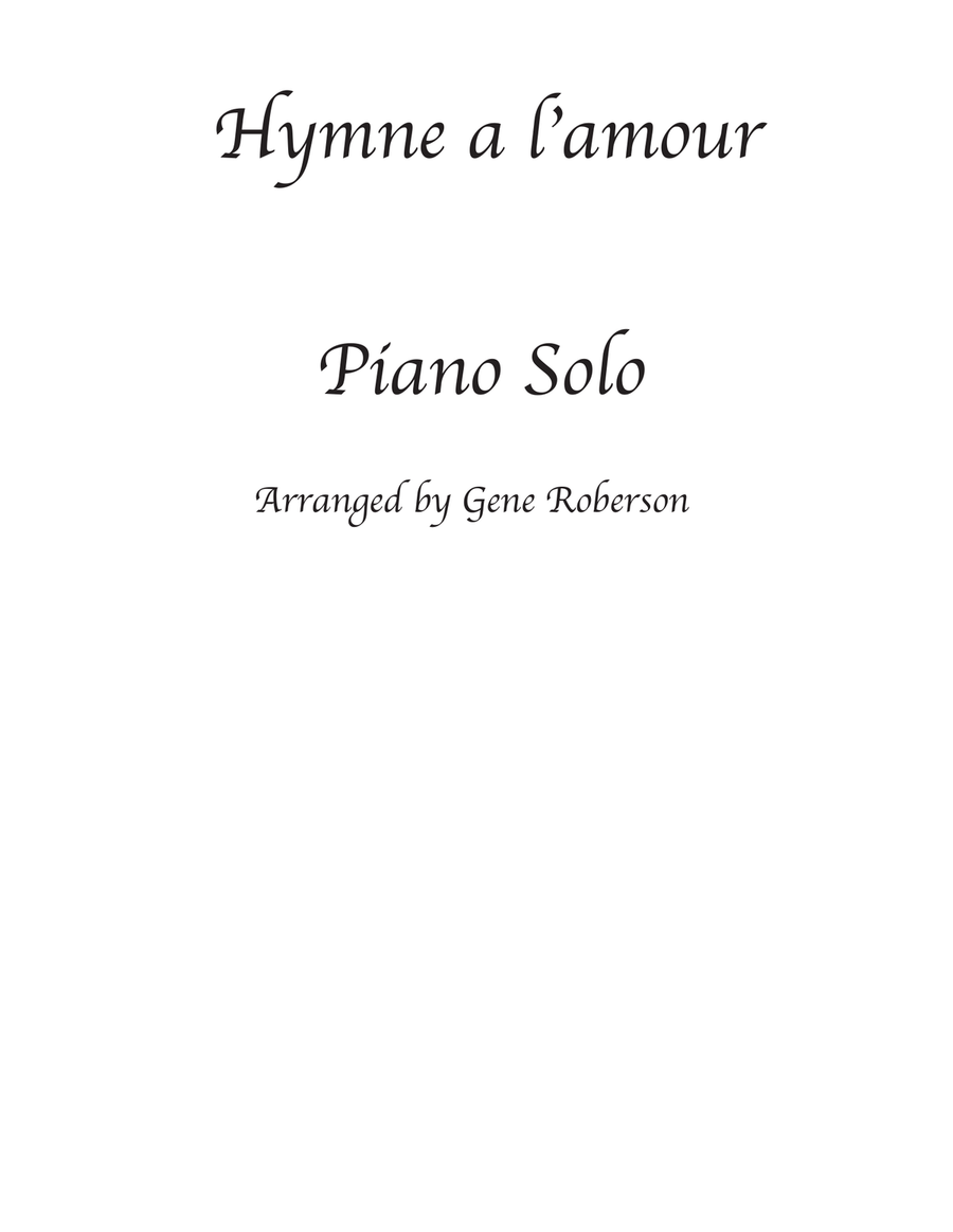 Hymne A L'amour Piano Solo scores gallery preview page 1