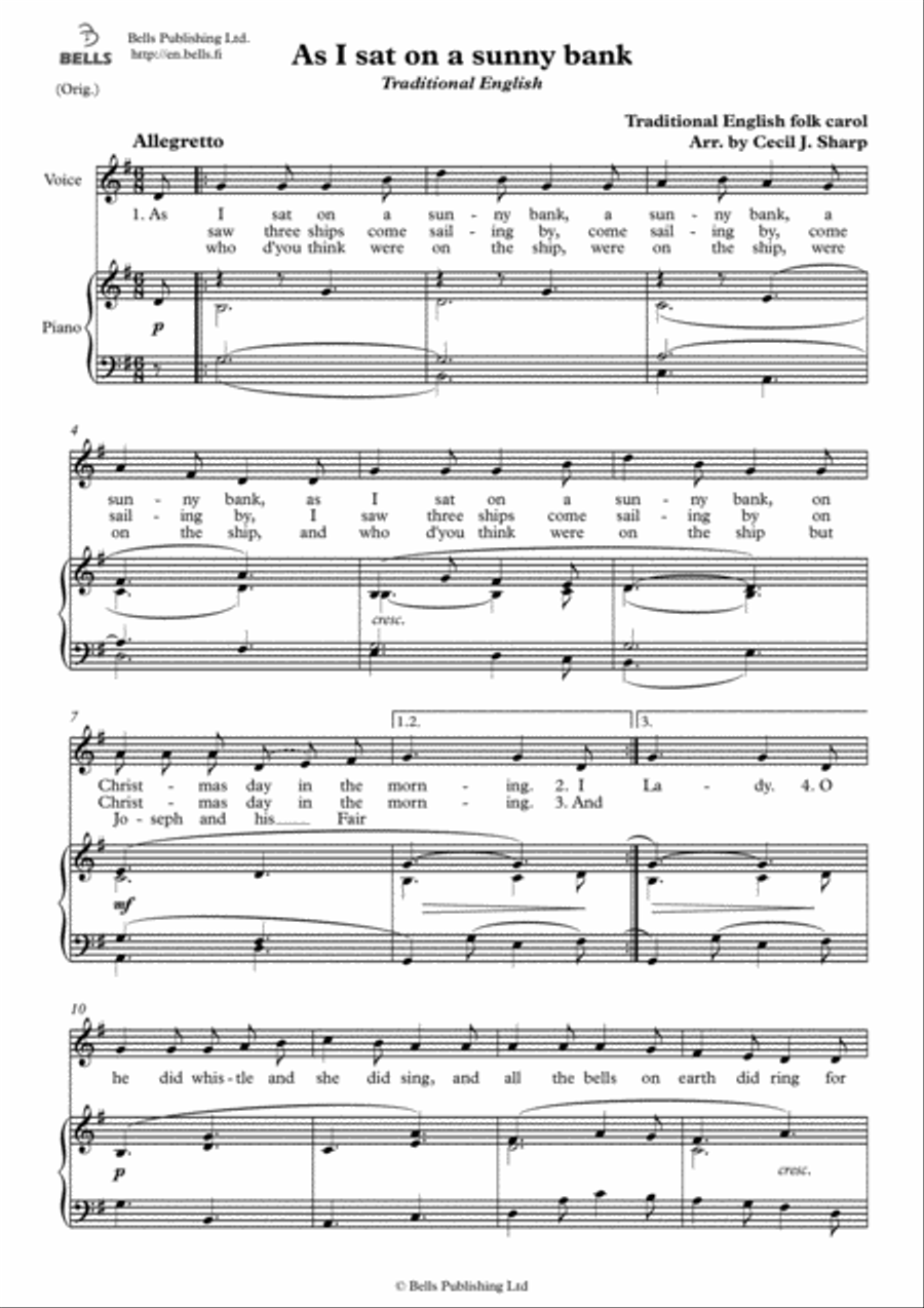As I sat on a sunny bank (Original key. G Major) SAT scores gallery preview page 1