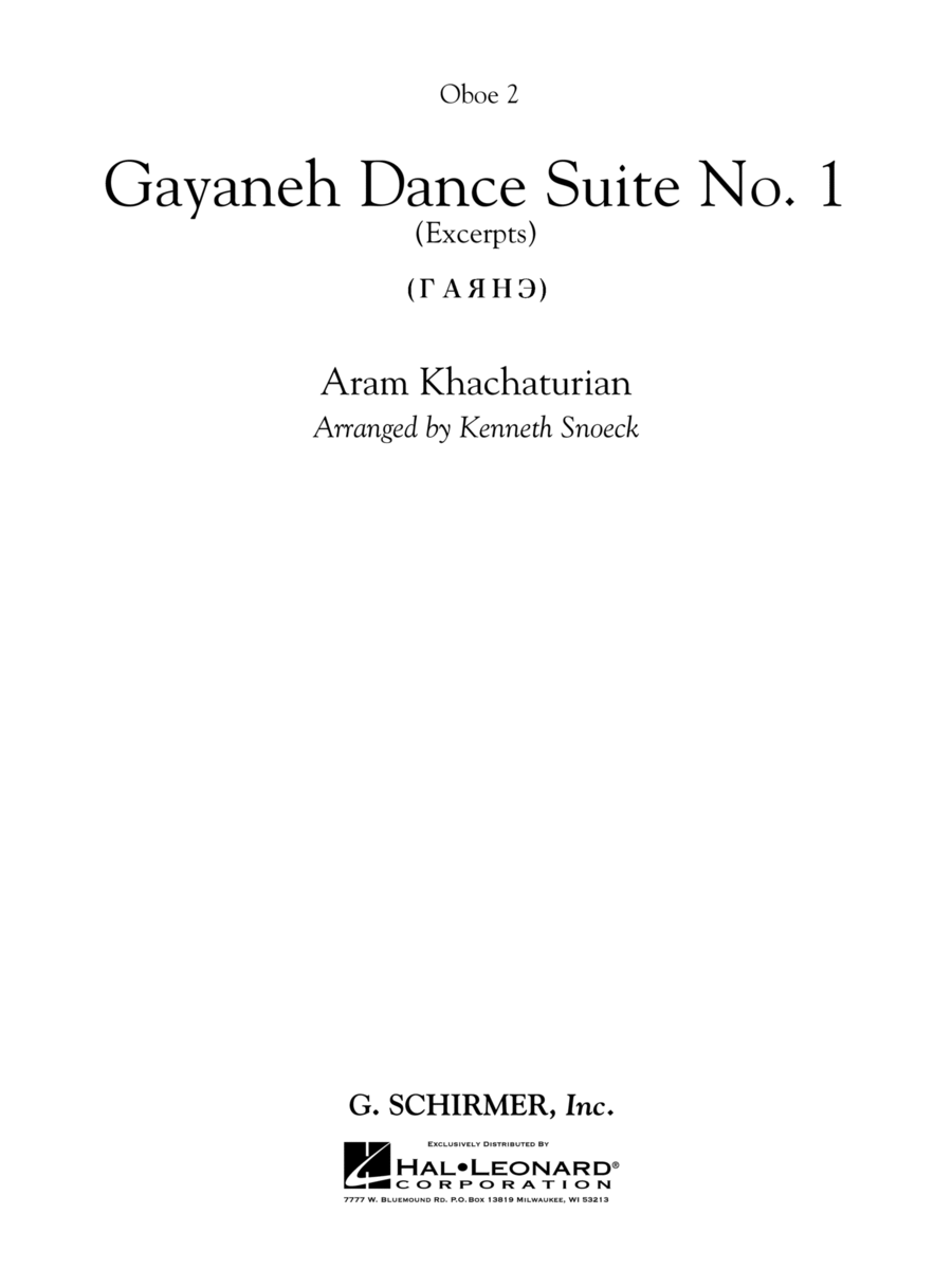 Gayenah Dance Suite No. 1 (Excerpts) (arr. Kenneth Snoeck) - Oboe 2 Concert Band scores gallery preview page 1