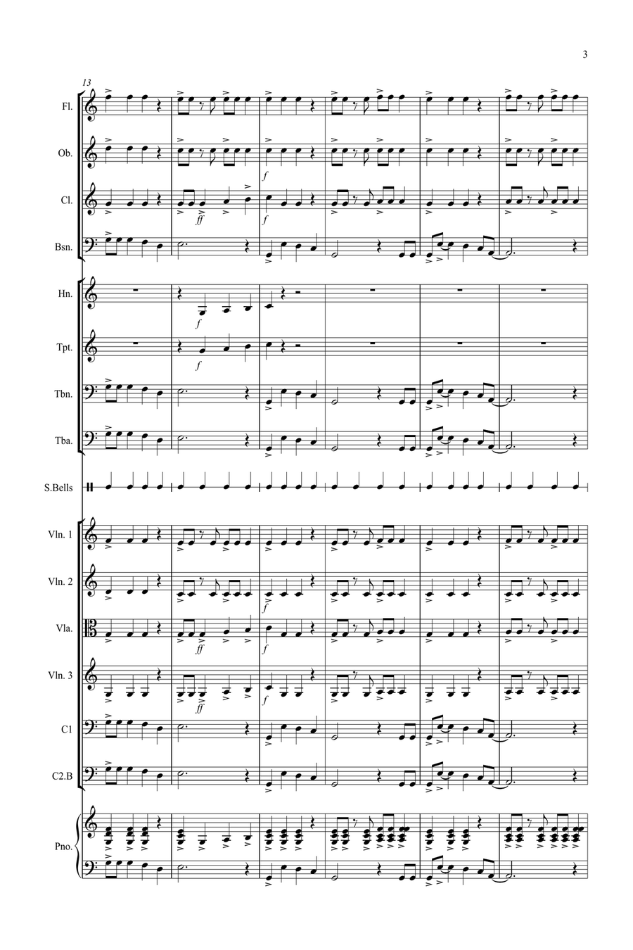 3 Jazzy Christmas Pieces for School Orchestra Full Orchestra scores gallery preview page 3