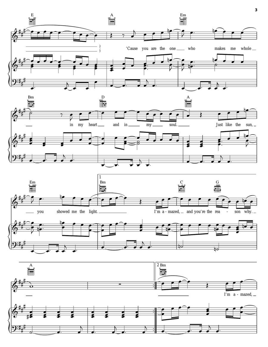 You Are The One Piano, Vocal, Guitar scores gallery preview page 3