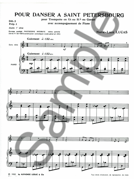 Pour Danser A St Petersbourg (trumpet & Piano)