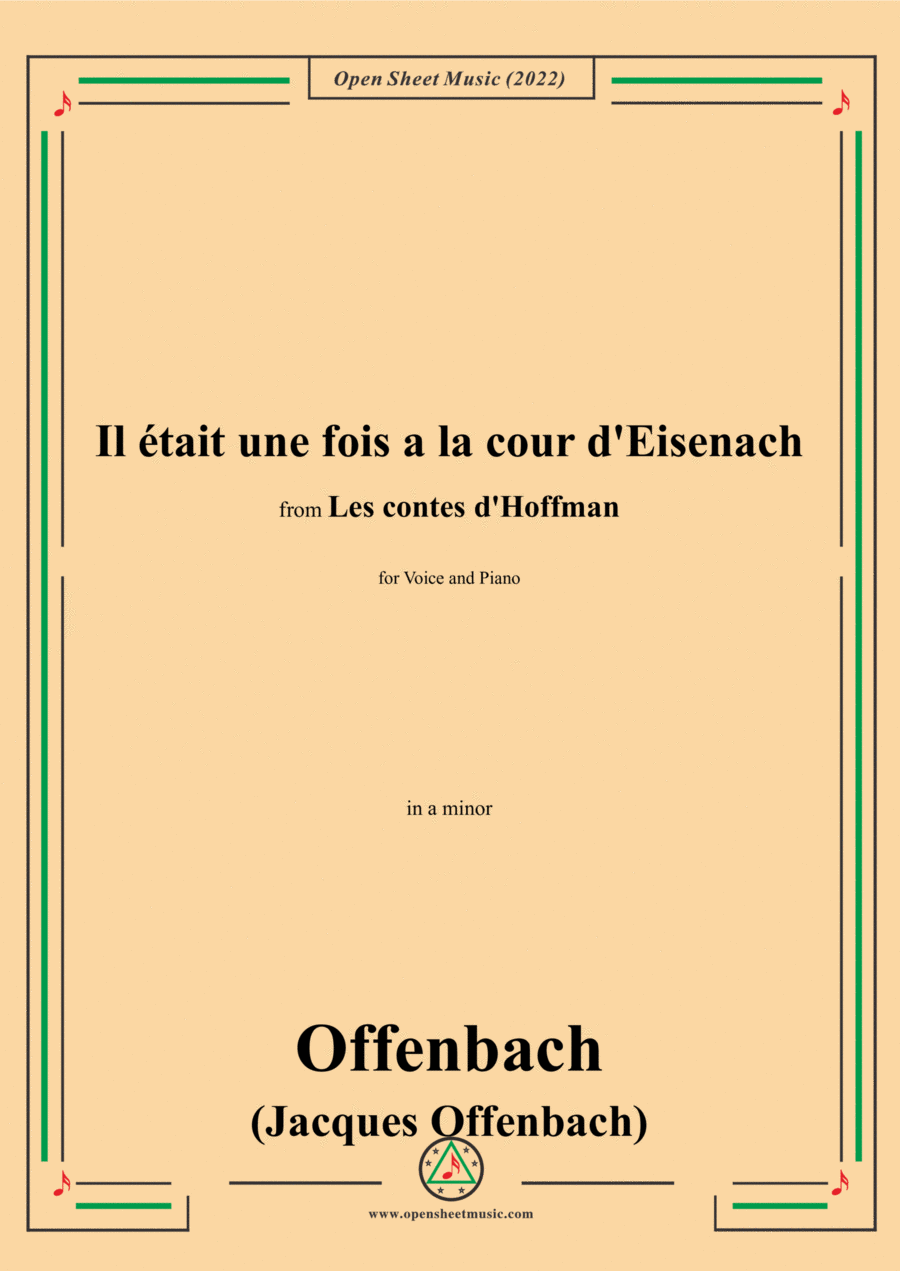 Offenbach-Il était une fois a la cour d'Eisenach,in a minor,for Voice and Piano Choir scores gallery preview page 1