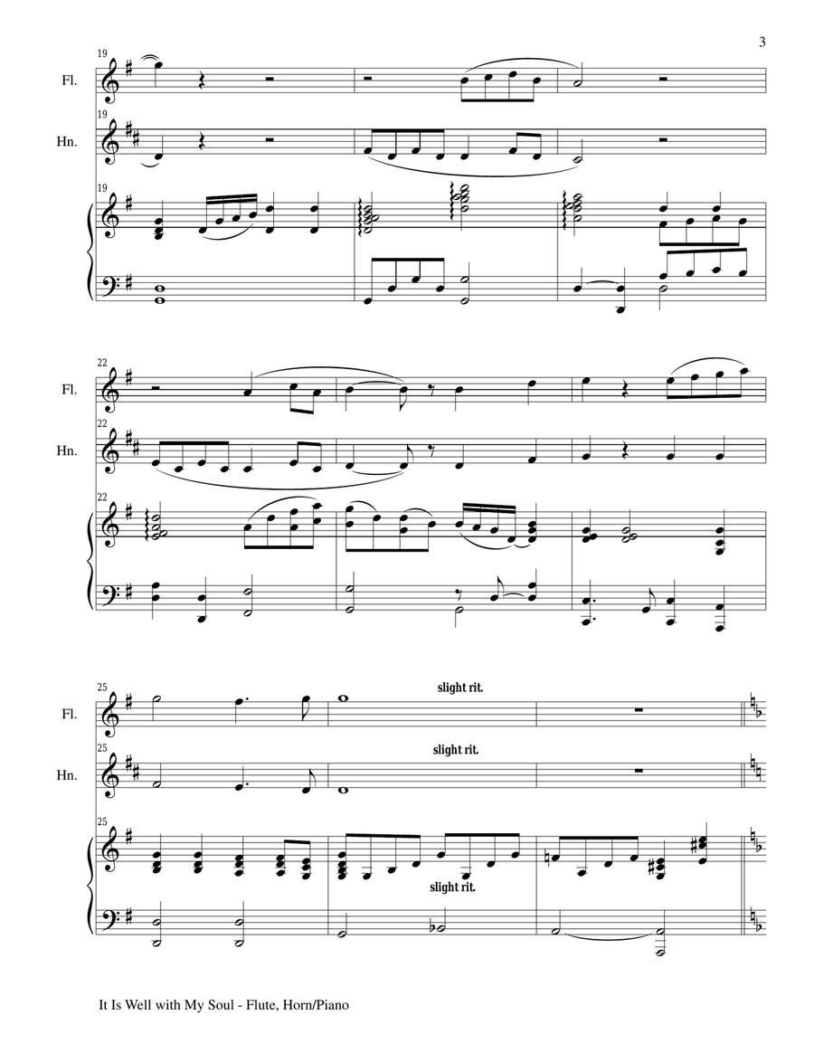 IT IS WELL WITH MY SOUL (Trio - Flute, Horn and Piano with Parts) Woodwind Duet scores gallery preview page 3
