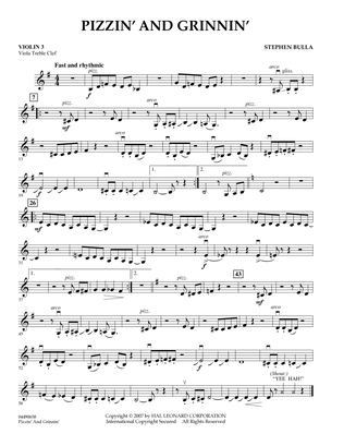 Pizzin' and Grinnin' - Violin 3 (Viola Treble Clef)