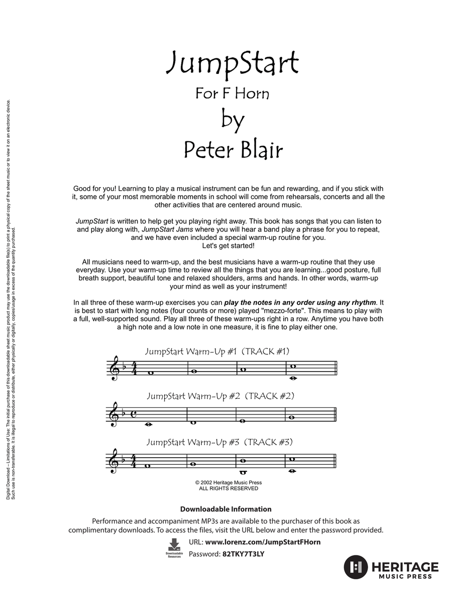 JumpStart - F Horn (Digital Download) Horn scores gallery preview page 1