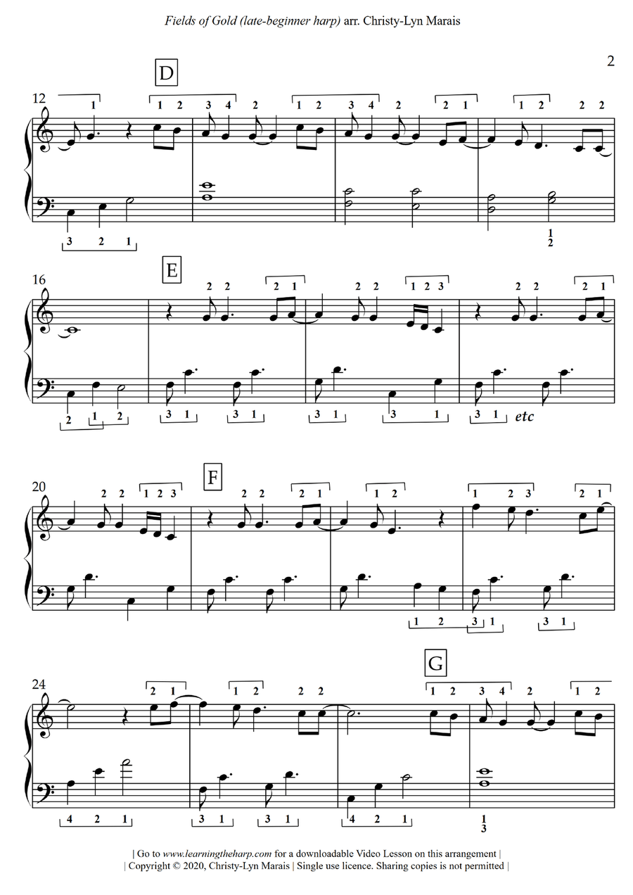 Fields Of Gold Harp scores gallery preview page 3