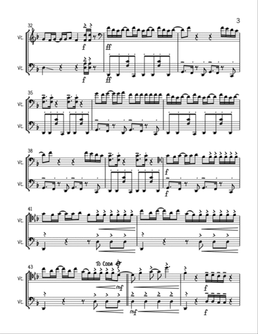 Uptown Funk String Duet scores gallery preview page 3