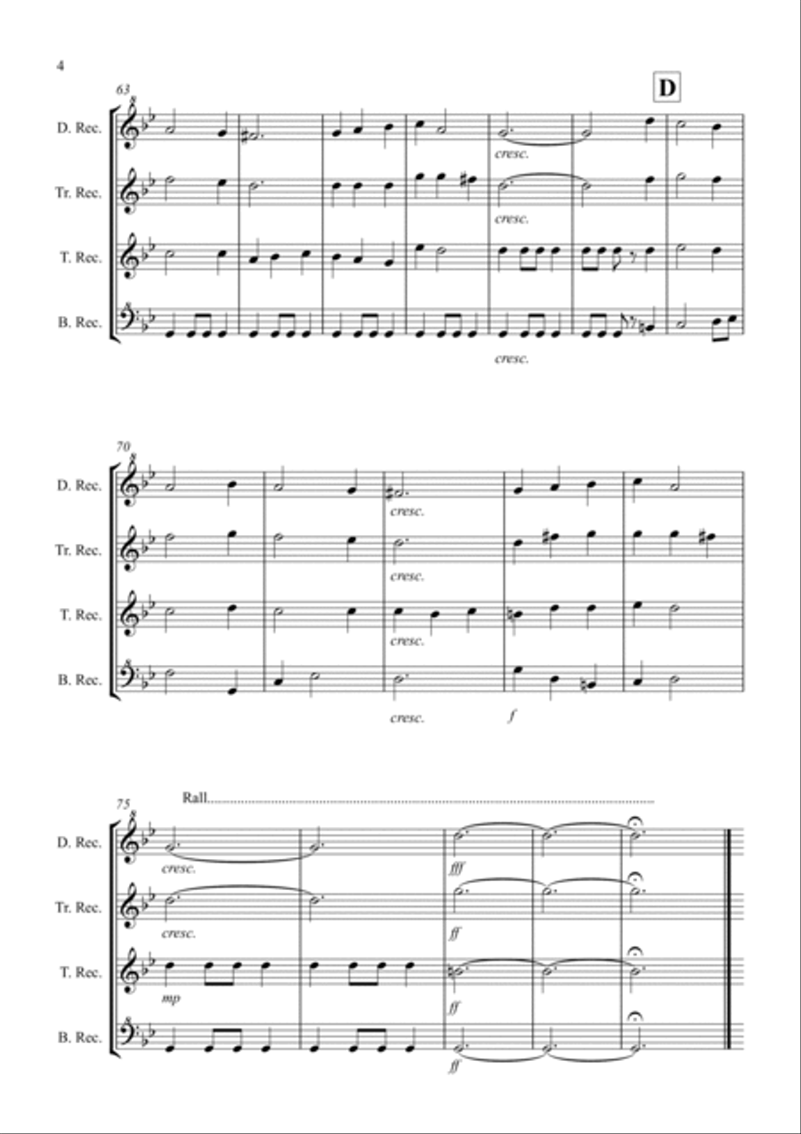 Coventry Carol for Recorder Quartet Recorder scores gallery preview page 4