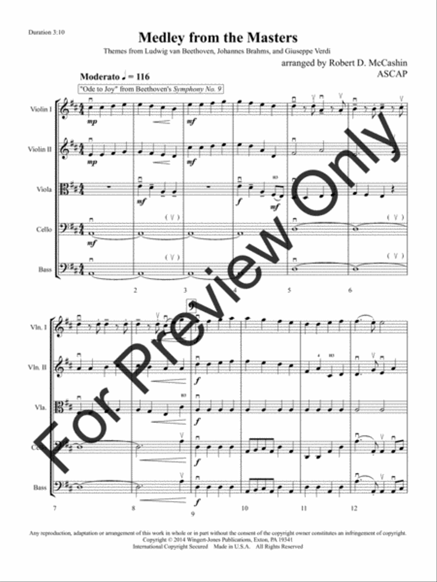 Medley from the Masters (Score) String Orchestra scores gallery preview page 4